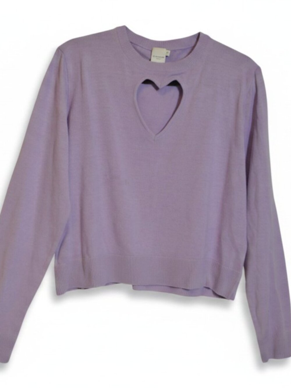 Skinnydip London Heart Cutout Sweater Women XL Lavender Long Sleeve Pullover